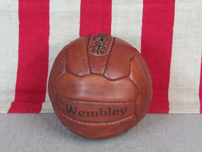 Vintage Wembley Brown Leather Soccer Presentation Ball w/Laces