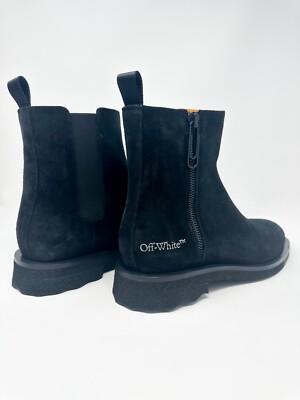 Off-White Men's Sponge-Sole Leather Ankle Boots Black 13 US / 46