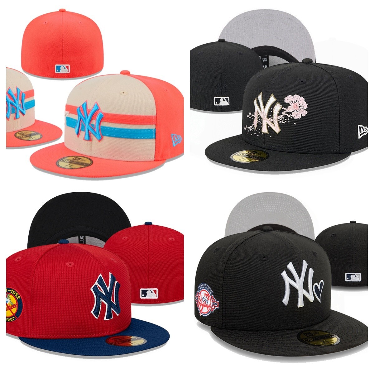 New York Yankees Fitted Hat Cap Sunhat Unisex New Series Baseball