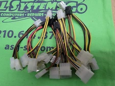 LOT OF 10 - Dual Molex to 6-Pin PCIe Video Card GPU Power Adapter Cable