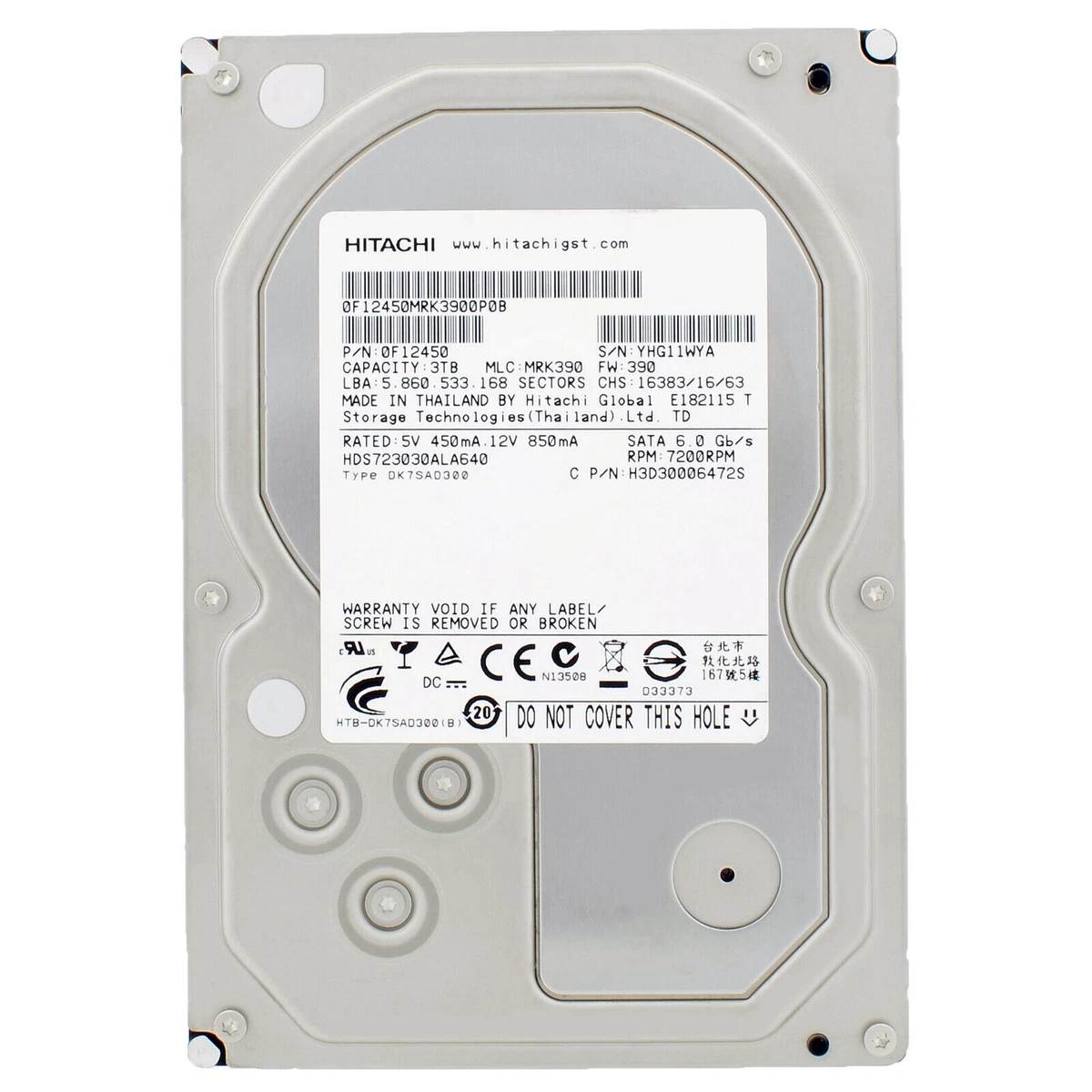 Hitachi SATA III Internal 7200 RPM Rotation Speed 3 TB Storage