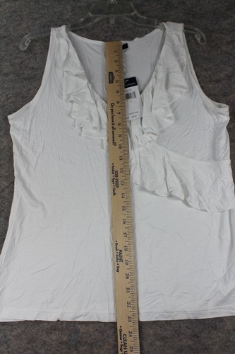 Chaps Tank Top Size Large L White Ruffle Sleeveless Shirt V-Neck Pullover Nwt - Picture 5 of 8