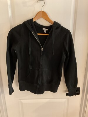 Old Navy Long Sleeve Full Zip Hooded Sweatshirt Black Youth Size X  Small - Main Image