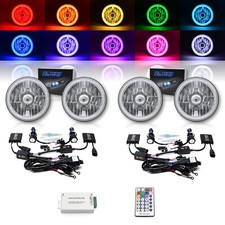 Juego de faros 5-3/4" RF RGB SMD LED cambio de color halo ojo de ángel 6000K HID
