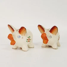 Vintage Ceramic Pigs With Flowers Salt and Pepper Shakers Made In Japan