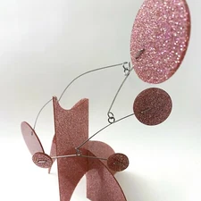 Glamour Rose Gold Glitter Glam Kinetic Art Sculpture Stabile - Mid Century Mod