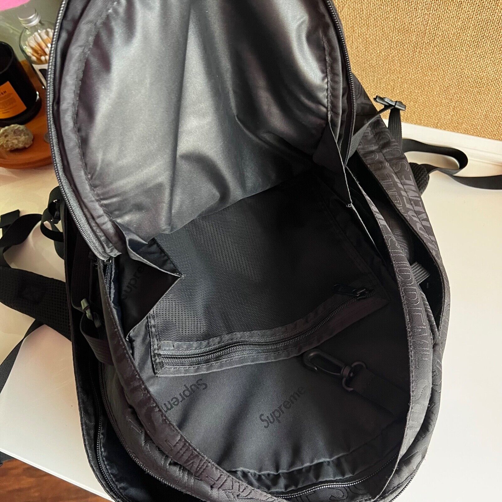 Supreme Backpack (SS19) Black~ Barley used. great