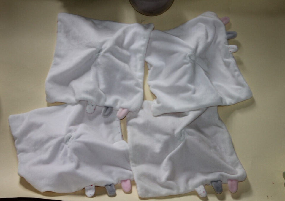 1356🌟Doudou plat Chat Renard blanc rose fushia yeux fermes orchestra