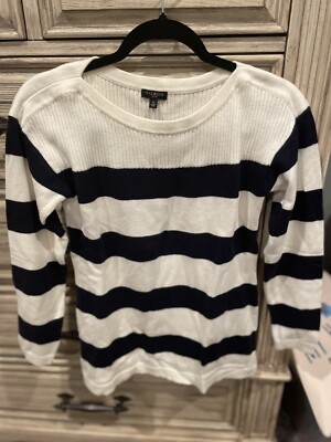 Talbots Cotton Knit Sweater Women's size Small Petite Navy