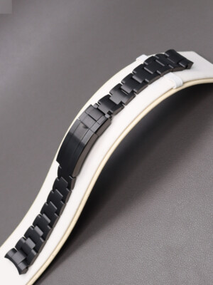 Silver Black Gold Rose Gold 20mm Stainless Steel Brushed Oyster Bracelet Strap