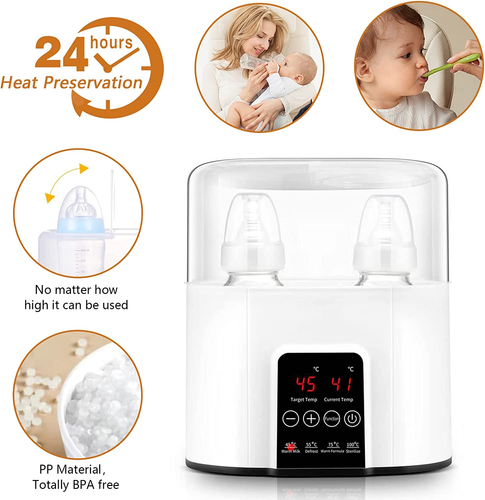 Scaldabiberon 4in1 Sterilizzatore Biberon Elettrico Doppie Bottiglie Touchscreen - Foto 4 di 11