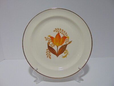 Bakerite Oven-Tested Orange Tulip 22 K Gold Dinner Plate (C)