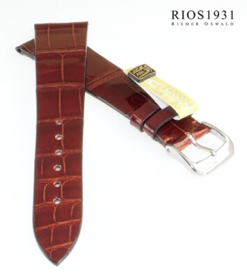 Rios1931 Alligator Uhrenarmband Basel mahagoni 18 mm, kompatibel Patek Philippe