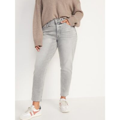 Old Navy Women s High-Waisted Straight Leg Jeans Gray