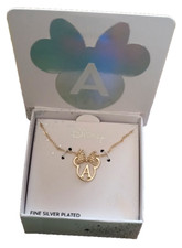 Disney Necklace Fine Silver Plated Minnie Mouse Initial "A"