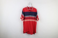 Vintage 80s 90s Izod Lacoste Mens Large Faded Striped Color Block Polo Shirt USA
