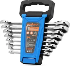 Combination Ratchet Wrenches Set with SAE | 8 Pieces Wrench Set with Wrench Orga