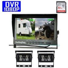2x HD 1080P 18LED IR Reverse Backup Rear View Camera 9" DVR Recorder Monitor