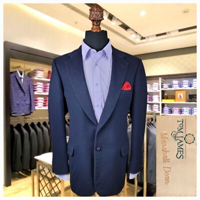 TOM JAMES Sport Coat Surgeon Cuff Bespoke 46L Button Mens Suit Blazer Jacket USA
