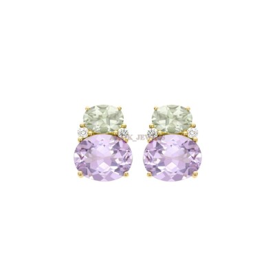 Natural Purple & Green Amethyst Gemstone with 925 Sterling Silver Cufflink #1849