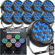 72W 12 LED Mini Rechargeable Par Light RGB 3in1 DJ Stage Lighting W/Remote US