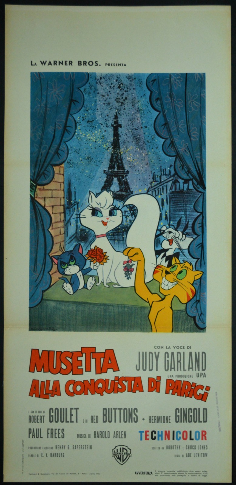 Locandina originale film Musetta alla conquista di Parigi (1962) - Regia di Abe Levitow