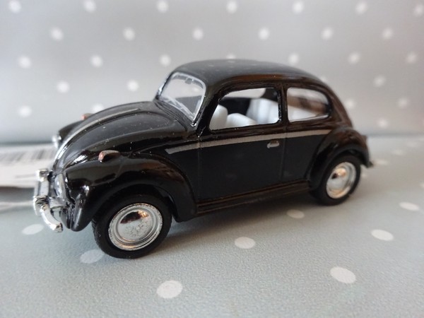 Vw KäFer Oldtimer Schwarz Modelauto Ca.6,5Cm *Neu* 1:64 RüCkzugmotor-image