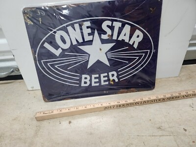 LONE STAR BEER Metal Tin Tacker Bar Sign San Antonio Texas Reproduction 16x12
