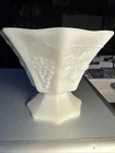Vintage Anchor Hocking Harvest Grape White Milk Glass Large Footed/Pedestal Bowl