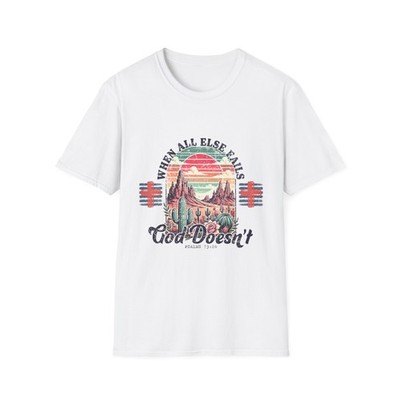 When All Else Fails God Doesn't T-Shirt with Double Retro Cross Design