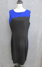 Tahari Sheath Dress Womens 12 Blue Black Colorblock Career Office Classic New