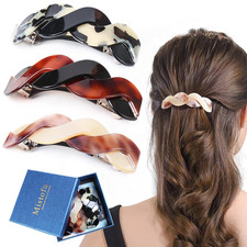 3pcs Hair Clips - Large Hair Barrettes for Thick Hair - Elegant French Barrettes