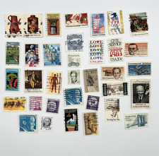 Mixed Lot of 35 Used Cancelled U.S. Postage Stamps, 20th Century, loose