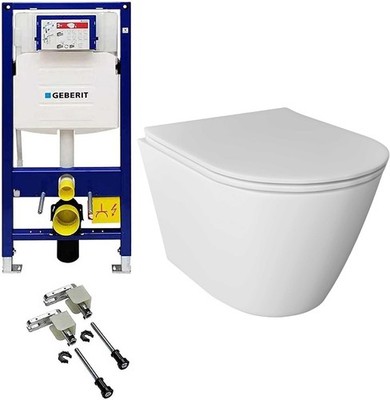 Wand WC spülrandlos mit WC-Sitz   optional mit Geberit Spülkasten Komplett Set