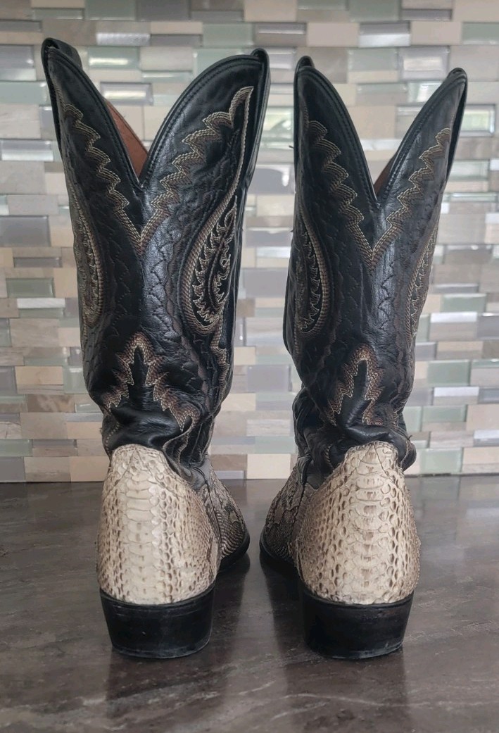 Dan Post Snakeskin Python Western Cowboy Boots Me… - image 5