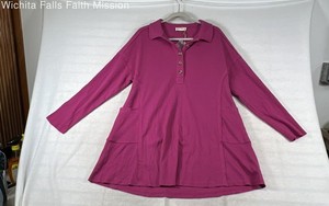 Very J Women's Magenta Waffle Knit Henley Tunic Top Pockets NWT Sz S