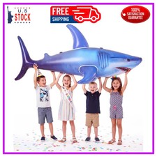 75 Inch Giant Inflatable Shark Pool Float Large Blow Up Toy for Kids and Adults