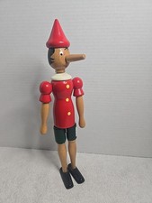 Vintage Wooden Pinocchio Puppet Doll 12.5  Hand Painted Jointed Legs Italy Style