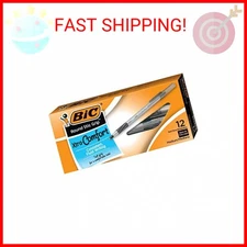 BIC Round Stic® Grip™ Xtra-Comfort Medium Ball Point Pen, Black, 12 Pack