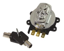 V-Factor 15017 Chrome Skull Ignition Key Switch for Softail Wide Glide Road King