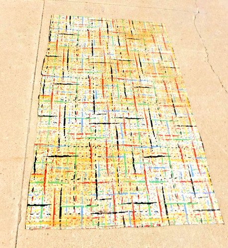 VTG~LINOLEUM FLOORING~M PIECE~33"x 58"~1950-60~MOVIE SET~MCM~GRAY GRID~PRIMARY C