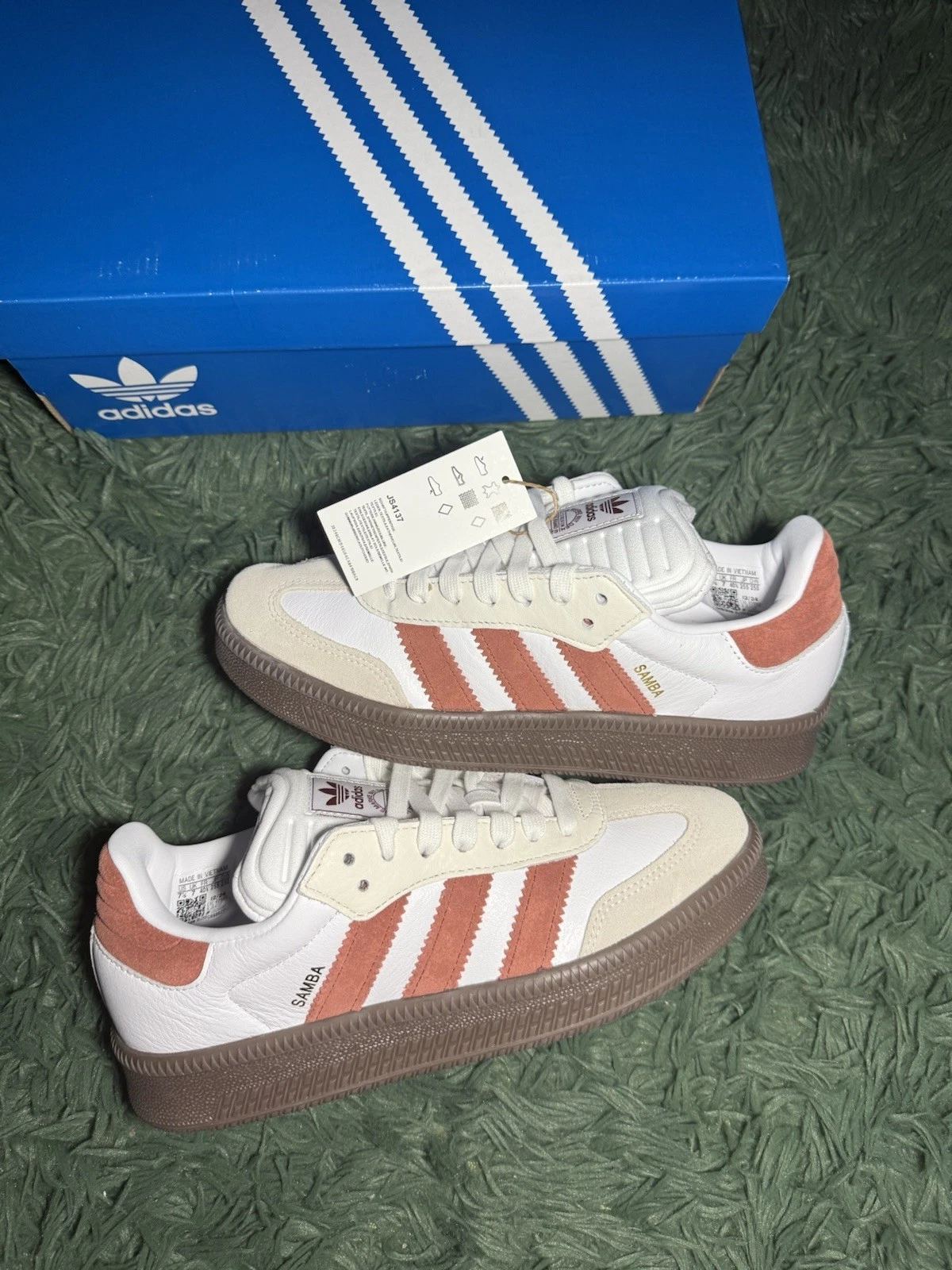 Taglia 9m 10w ADIDAS SAMBA XLG ROSSO RUBINO BIANCO MARRONE NUOVE CON SCATOLA!? SPEDIZIONE IMMEDIATA!