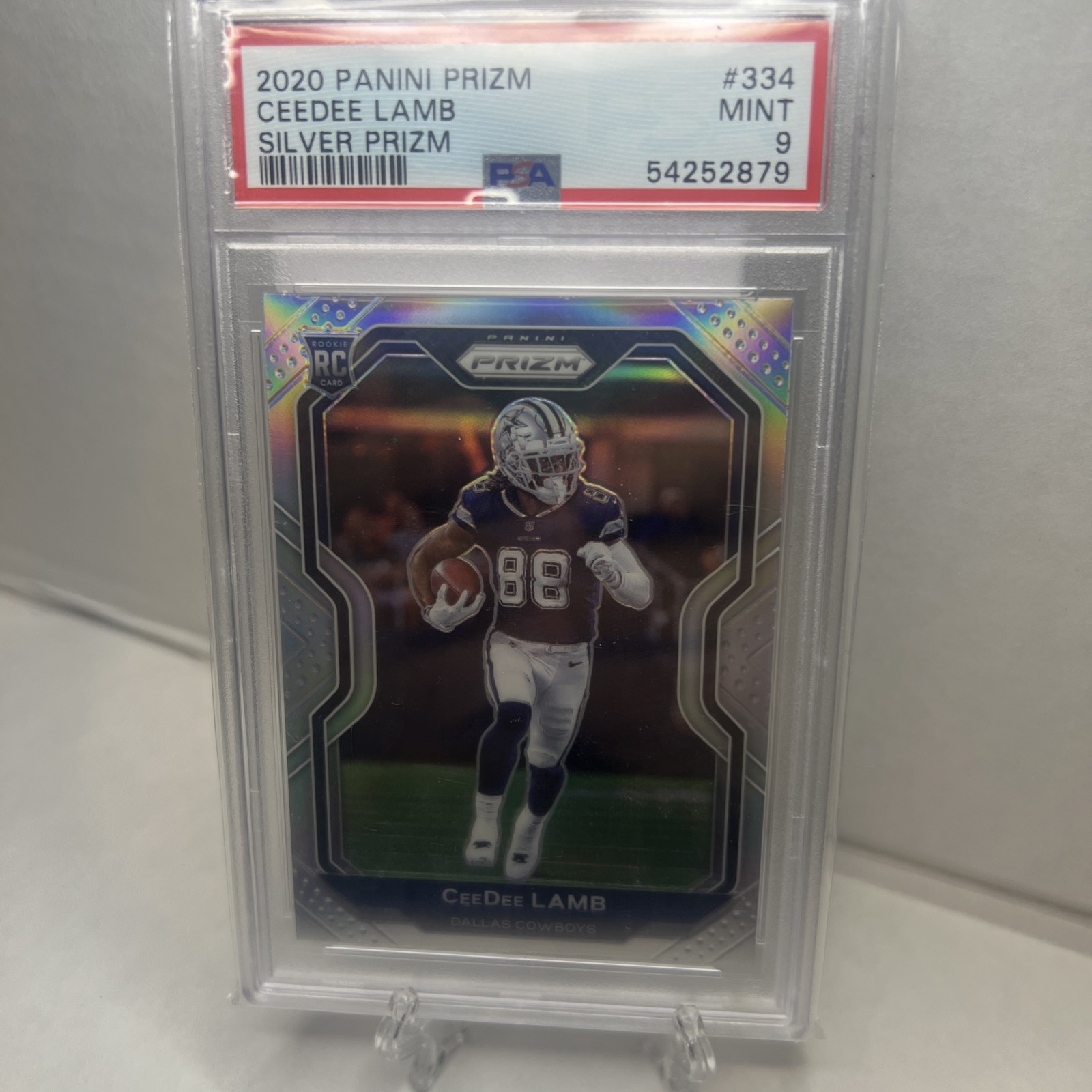 2020 Panini Prizm Ceedee Lamb #334 Silver Prizm Rookie RC PSA 9 Mint Cowboys NFL