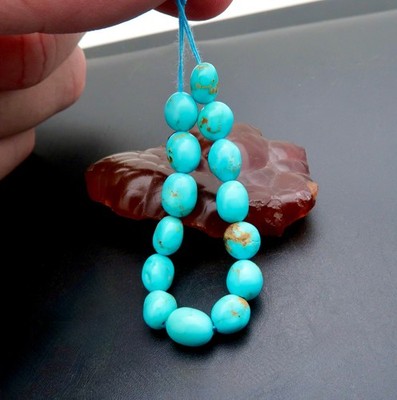 14 AAAA STUNNING NEW KINGMAN ARIZONA NATURAL BLUE TURQUOISE BEADS 5.8-6.7mm
