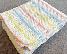 Vintage Chatham Thermal Baby Receiving Blanket Pastel Stripe Waffle Knit Retro
