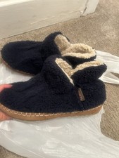 LL Bean Sherpa Fleece Cozy Slip On Slippers Booties Women  s Size 7 Blue 507186