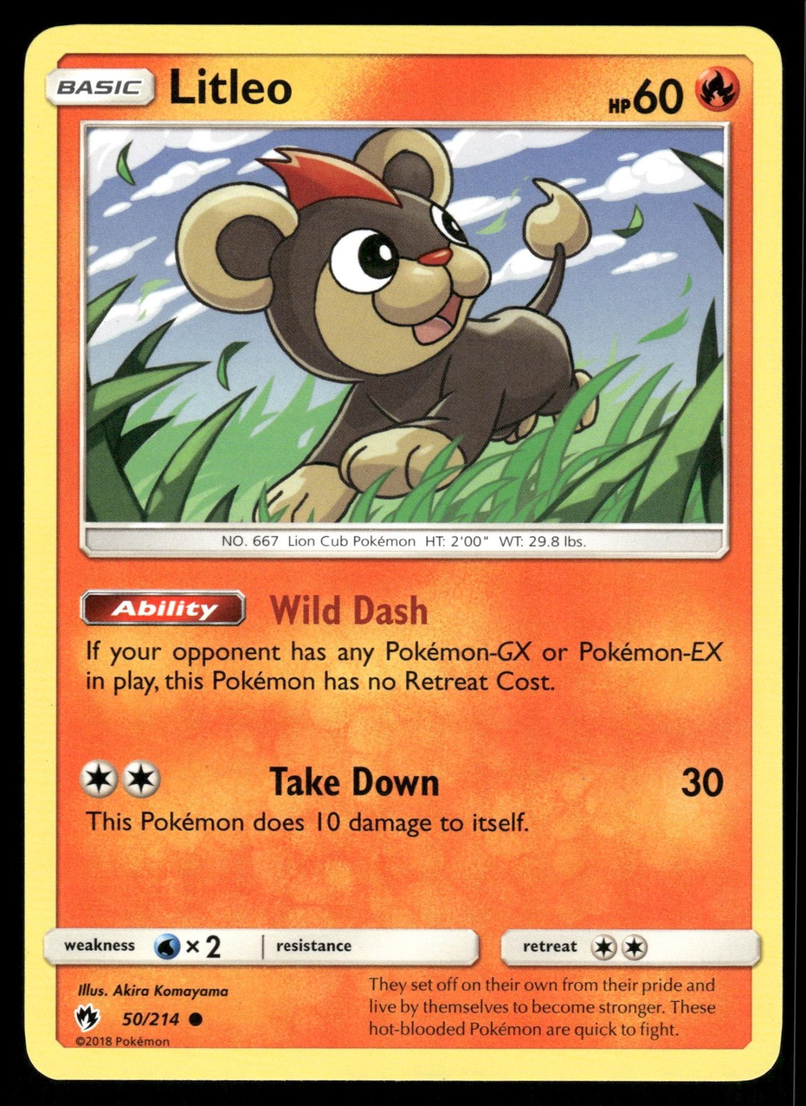 Litleo 50/214 Common Lost Thunder Pokemon Near Mint