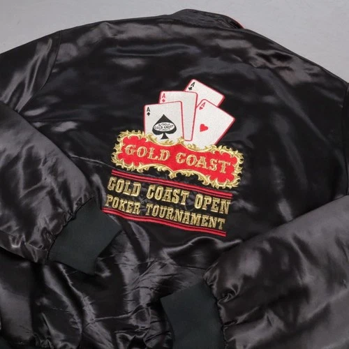 VTG Gold Coast Poker Tournament Las Vegas Jacket Factory Bomber Jacket Mens 2XL image 8