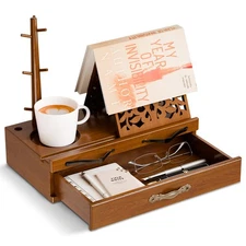 Adjustable Wooden Book Stand Storage Multi Function Hands Free Holder Reading