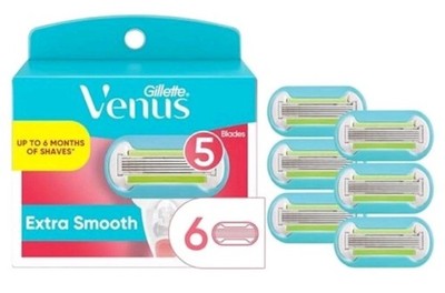 New Gillette Venus Extra Smooth Womens Razor Blade Refills - 6 Count